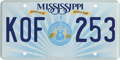MS license plate KOF253