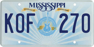 MS license plate KOF270