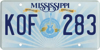 MS license plate KOF283