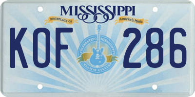 MS license plate KOF286