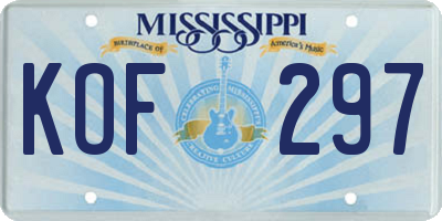 MS license plate KOF297