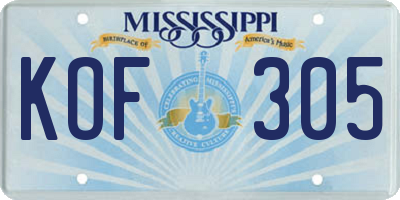 MS license plate KOF305