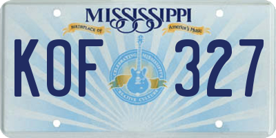 MS license plate KOF327