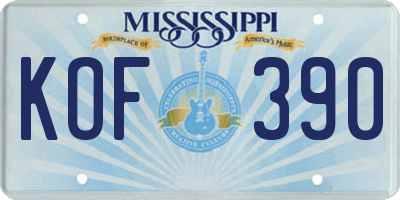 MS license plate KOF390