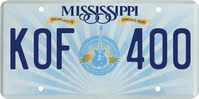 MS license plate KOF400