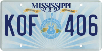 MS license plate KOF406
