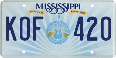 MS license plate KOF420