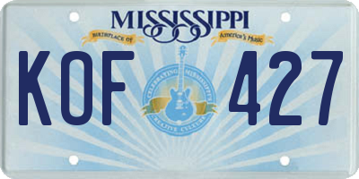 MS license plate KOF427