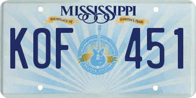 MS license plate KOF451