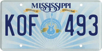 MS license plate KOF493