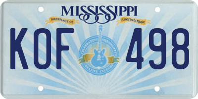 MS license plate KOF498