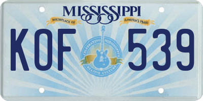 MS license plate KOF539