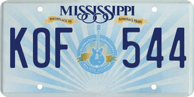 MS license plate KOF544