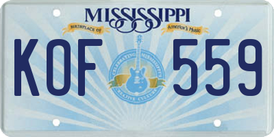 MS license plate KOF559