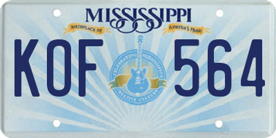MS license plate KOF564