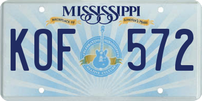 MS license plate KOF572