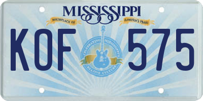 MS license plate KOF575