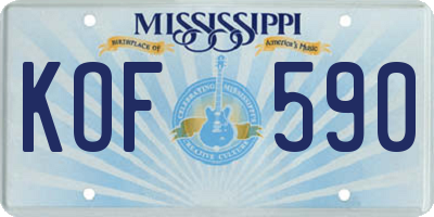 MS license plate KOF590