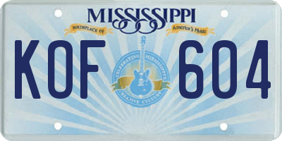 MS license plate KOF604