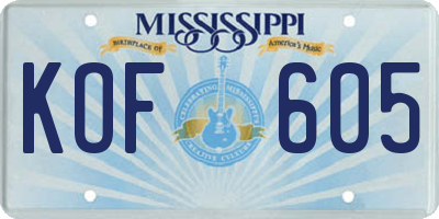 MS license plate KOF605
