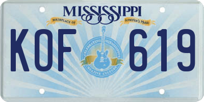 MS license plate KOF619