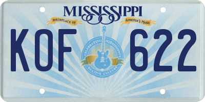 MS license plate KOF622