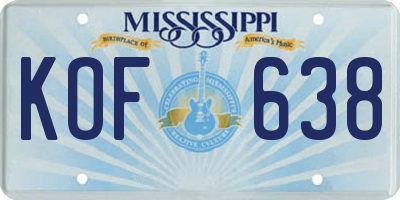 MS license plate KOF638