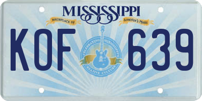 MS license plate KOF639