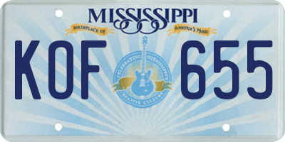 MS license plate KOF655