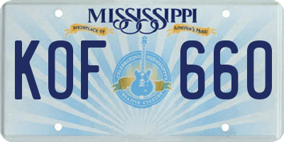 MS license plate KOF660