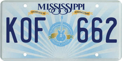 MS license plate KOF662