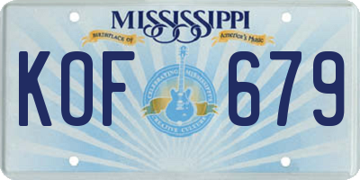 MS license plate KOF679
