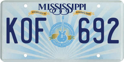 MS license plate KOF692