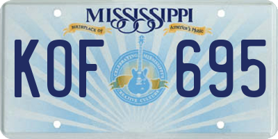 MS license plate KOF695