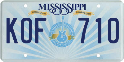 MS license plate KOF710