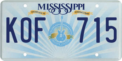 MS license plate KOF715