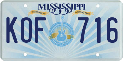 MS license plate KOF716