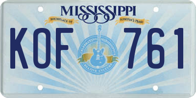 MS license plate KOF761