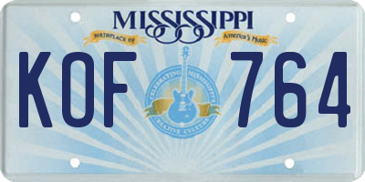 MS license plate KOF764