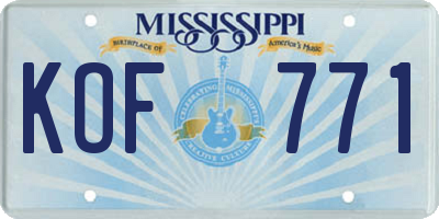 MS license plate KOF771