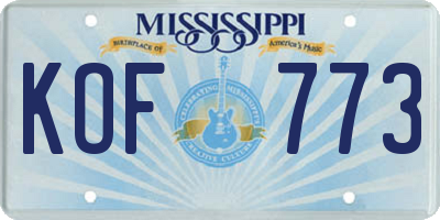 MS license plate KOF773