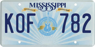 MS license plate KOF782