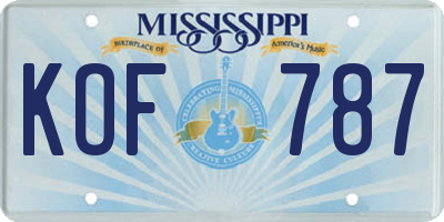 MS license plate KOF787