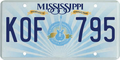 MS license plate KOF795