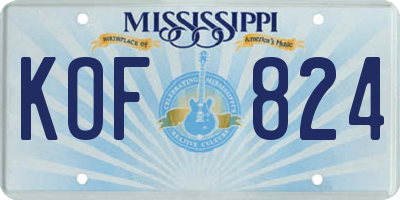 MS license plate KOF824