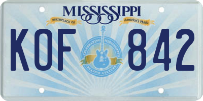 MS license plate KOF842