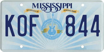 MS license plate KOF844