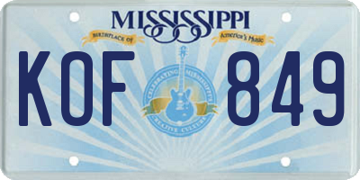 MS license plate KOF849