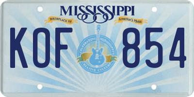 MS license plate KOF854