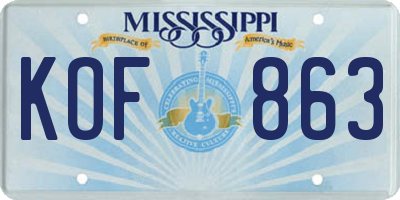 MS license plate KOF863